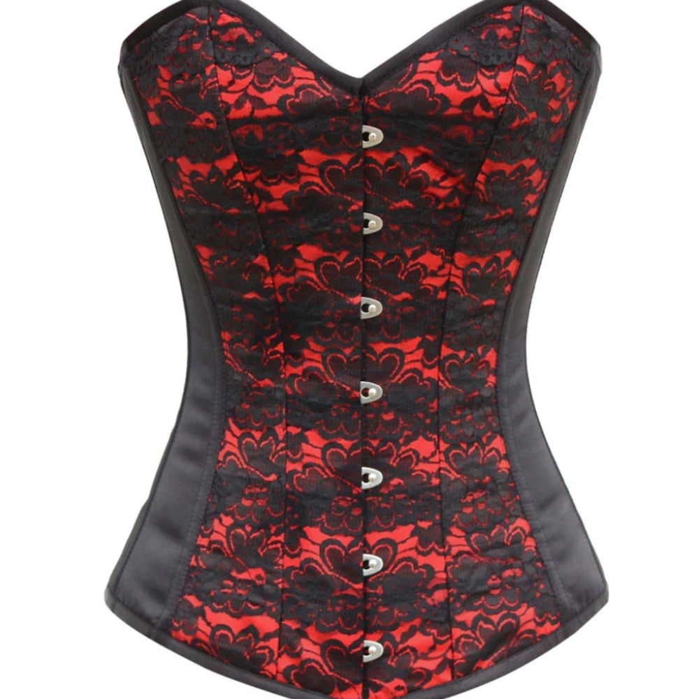 Authentic Steel Boned Red and Black Corset
